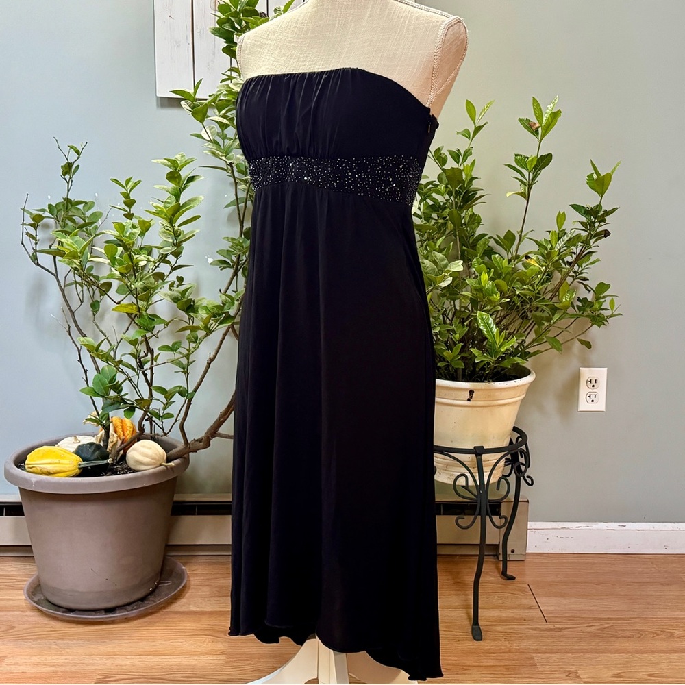 NEW Laundry by Shelli Segal Dress Formal Black Strapless Empire Waist Beaded 6